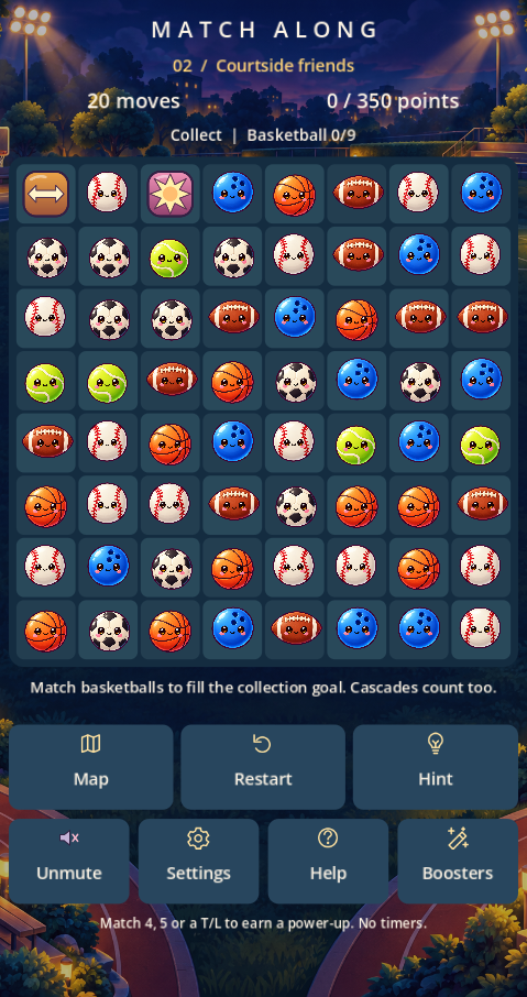 Match Along’s Sports theme with a board of six different sports balls.